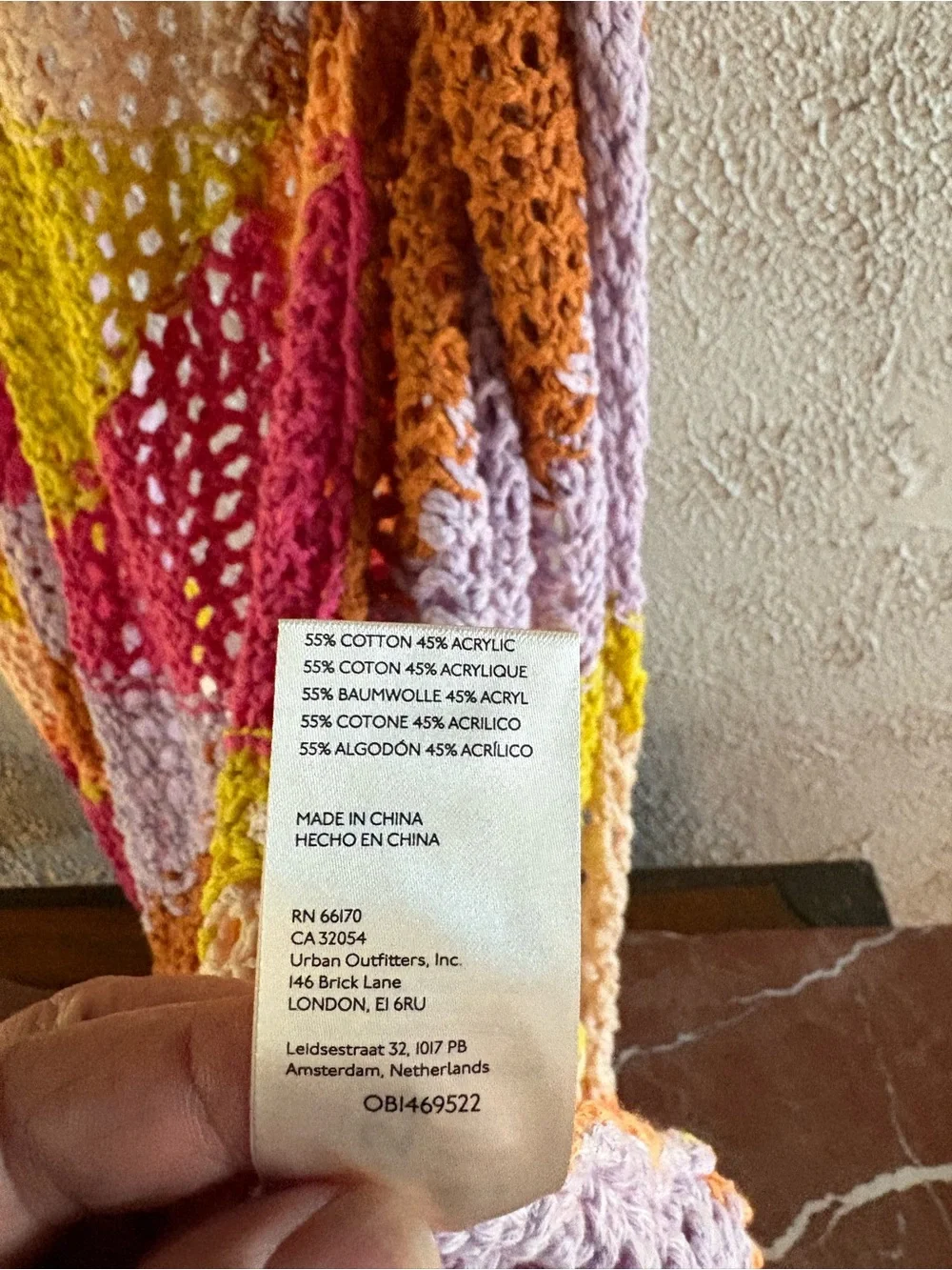 Colorblock Crochet Duster Cardigan - Pink, Orange & Yellow by Free People